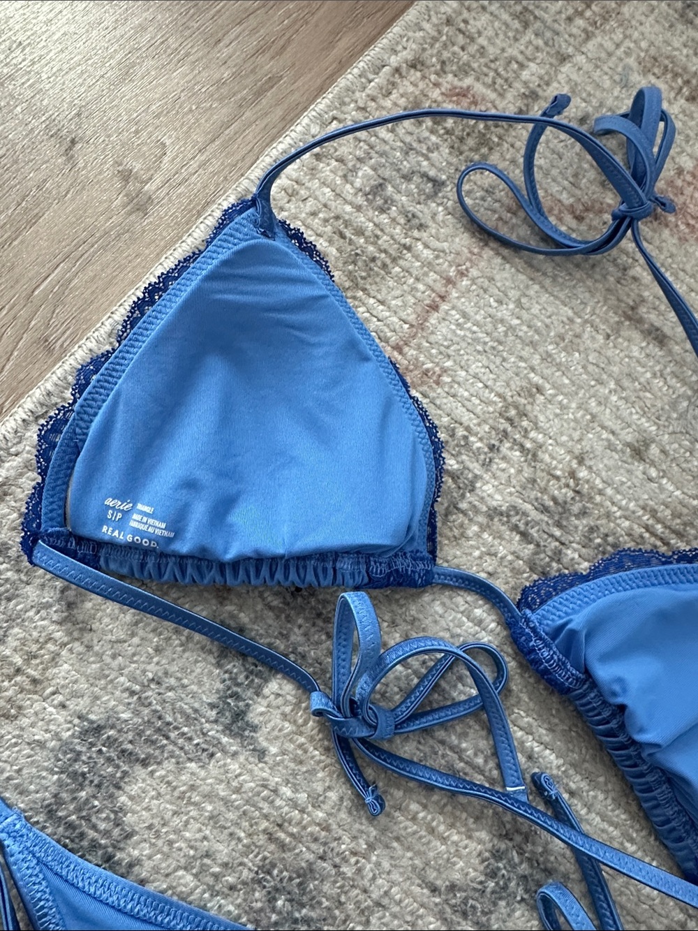 aerie Royal Blue Lace Trim Bikini Top - Picture 4 of 5
